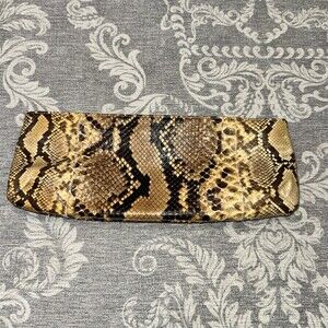 LORELEI Envelope Clutch Purse Womens Small Snakeskin Print Brown Tan Black